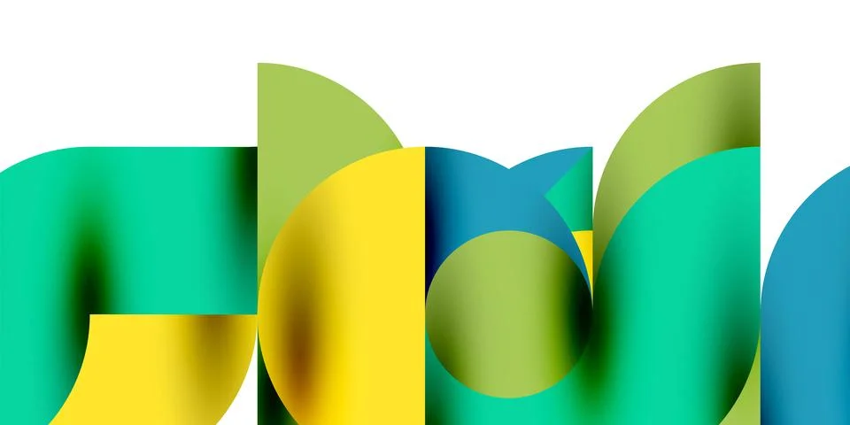 Tech minimal circular shapes geometric art. Vector modern circles Stock Illustration
