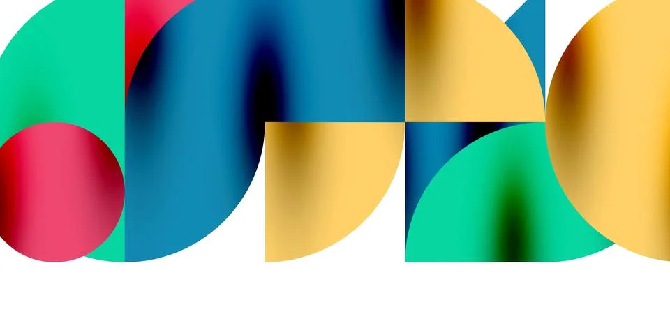 Tech minimal circular shapes geometric art. Vector modern circles Illustrazione stock