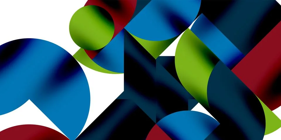 Tech minimal circular shapes geometric art. Vector modern circles Illustrazione stock