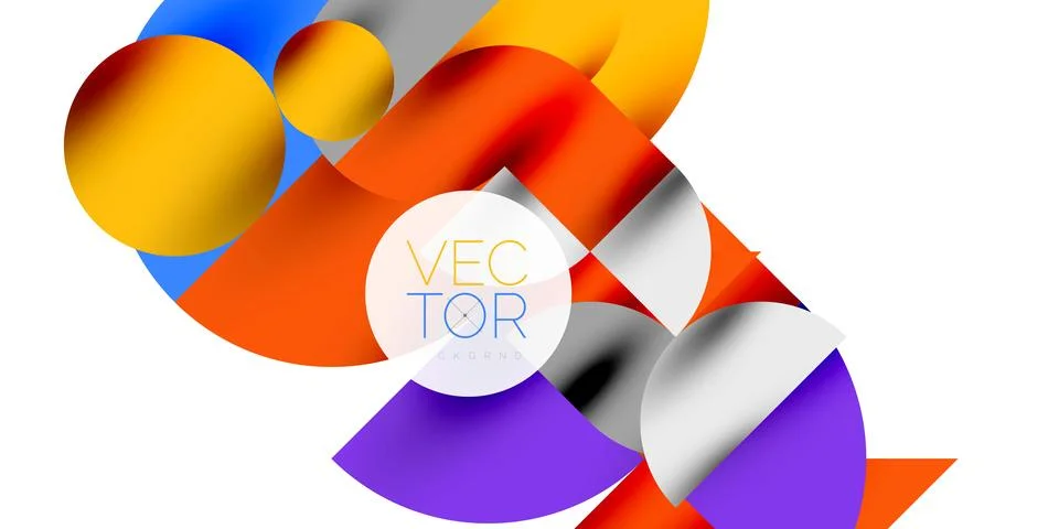 Tech minimal circular shapes geometric art. Vector modern circles Illustrazione stock