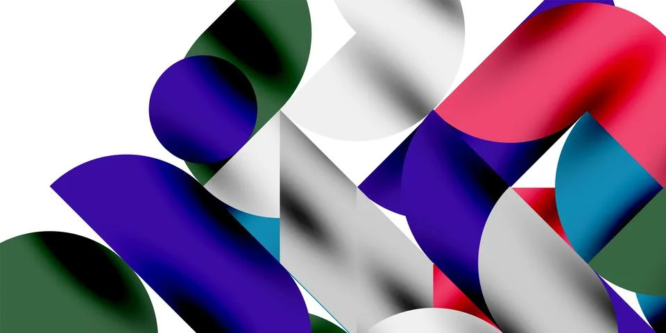 Tech minimal circular shapes geometric art. Vector modern circles Illustrazione stock