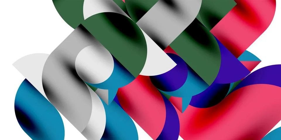 Tech minimal circular shapes geometric art. Vector modern circles Illustrazione stock