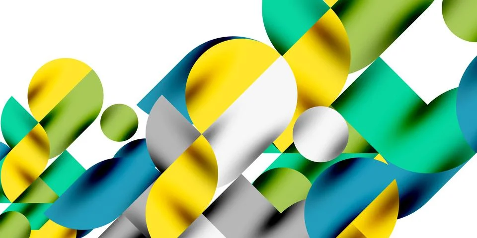 Tech minimal circular shapes geometric art. Vector modern circles Stock Illustration