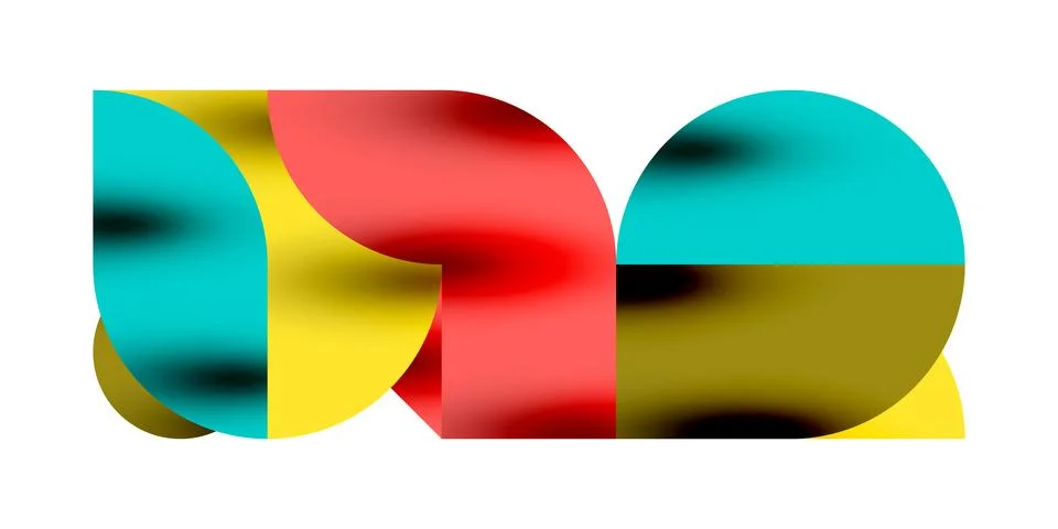 Tech minimal circular shapes geometric art. Vector modern circles 스톡 일러스트