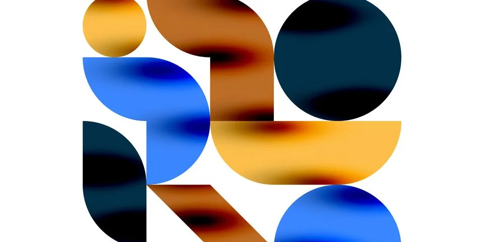 Tech minimal circular shapes geometric art. Vector modern circles Illustrazione stock
