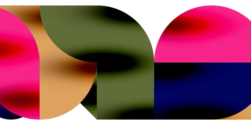 Tech minimal circular shapes geometric art. Vector modern circles Stock Illustration