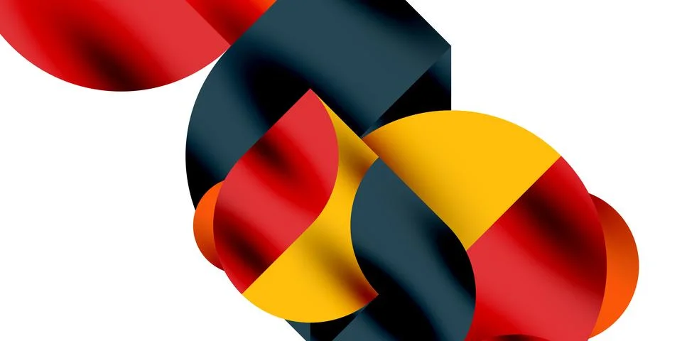 Tech minimal circular shapes geometric art. Vector modern circles Illustrazione stock