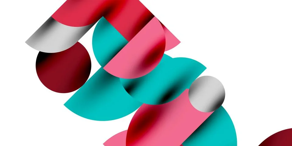 Tech minimal circular shapes geometric art. Vector modern circles Stock Illustration