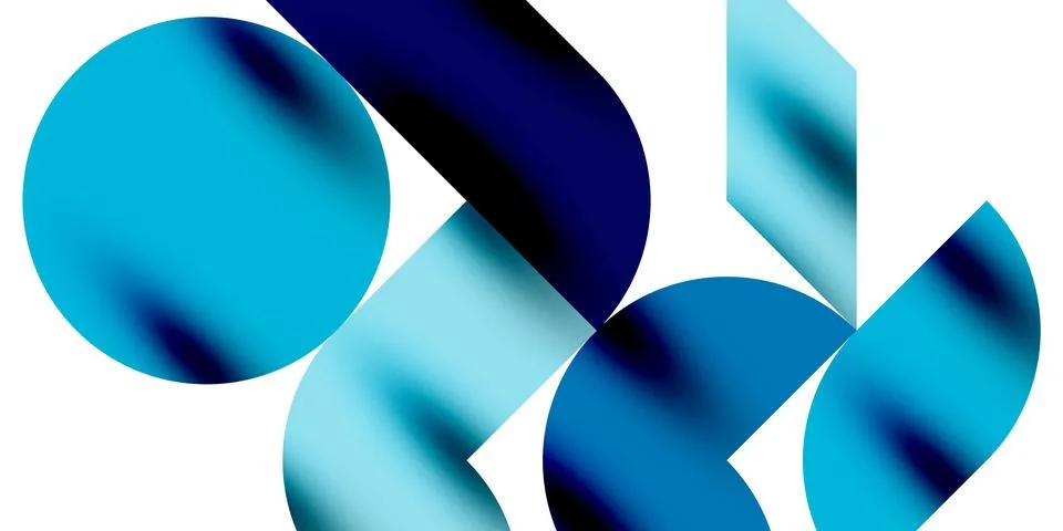 Tech minimal circular shapes geometric art. Vector modern circles Illustrazione stock