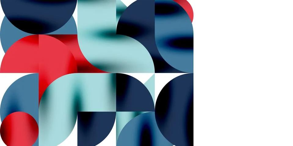 Tech minimal circular shapes geometric art. Vector modern circles Stock Illustration