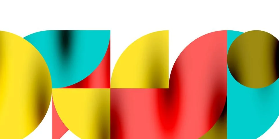 Tech minimal circular shapes geometric art. Vector modern circles Stock Illustration