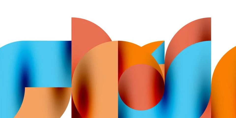 Tech minimal circular shapes geometric art. Vector modern circles Illustrazione stock