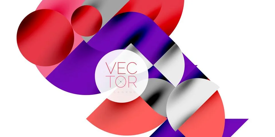 Tech minimal circular shapes geometric art. Vector modern circles Stock Illustration