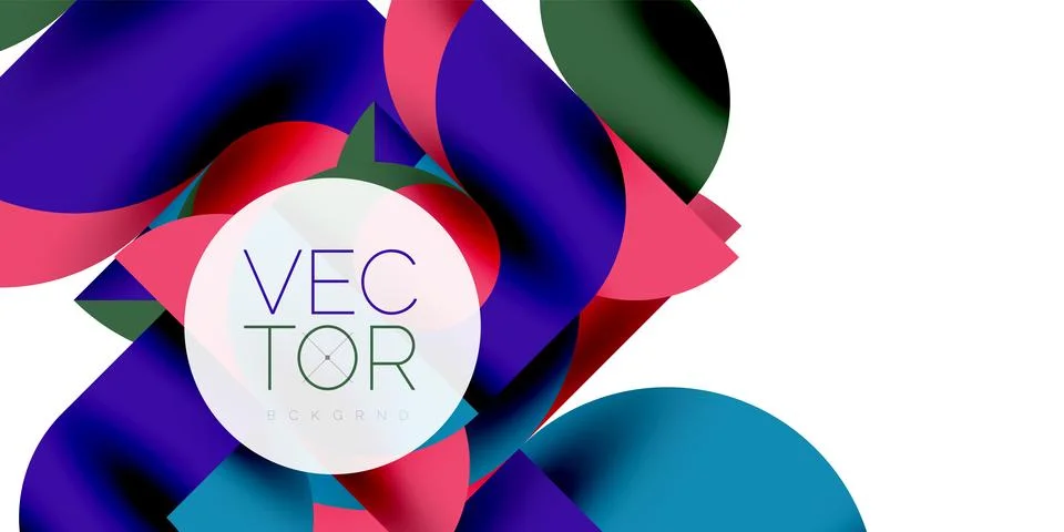 Tech minimal circular shapes geometric art. Vector modern circles Stock Illustration