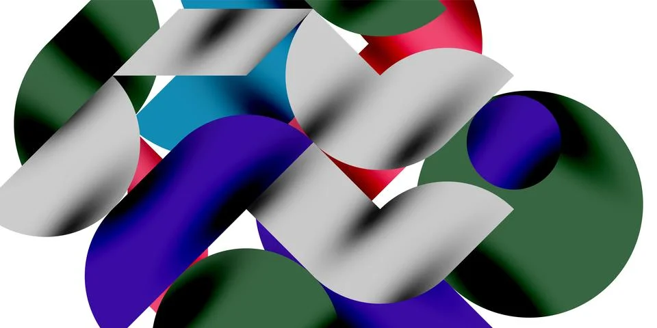 Tech minimal circular shapes geometric art. Vector modern circles Illustrazione stock