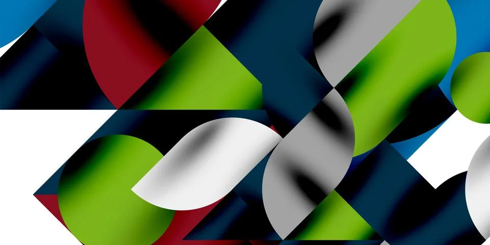 Tech minimal circular shapes geometric art. Vector modern circles Stock Illustration