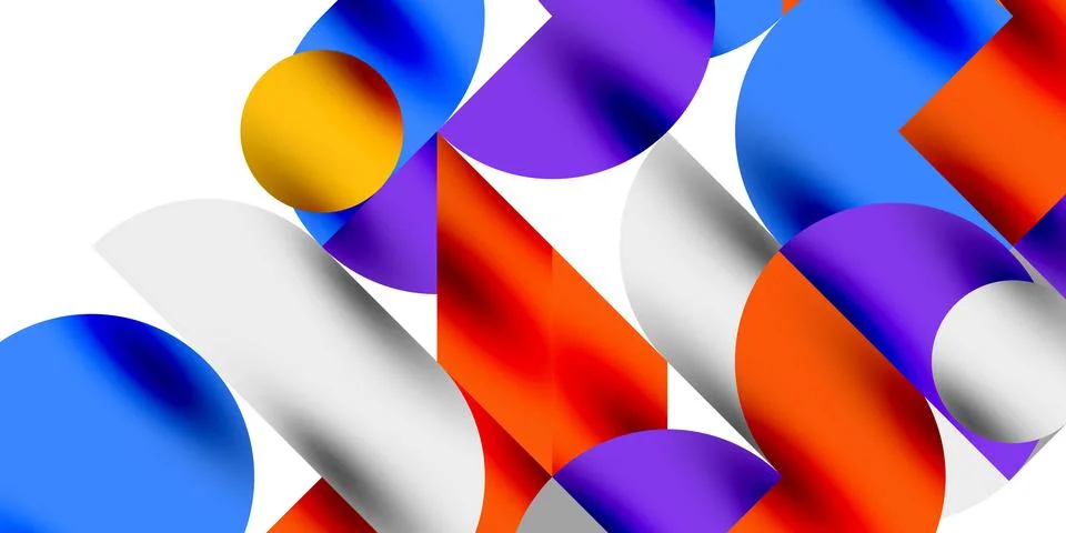 Tech minimal circular shapes geometric art. Vector modern circles イラスト素材