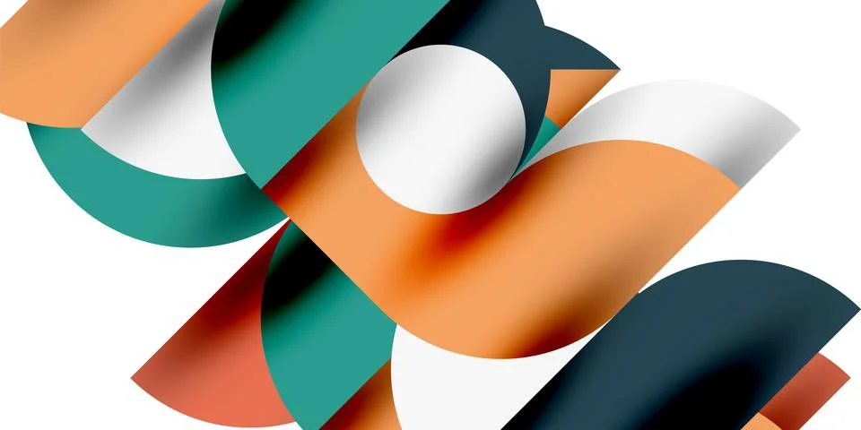 Tech minimal circular shapes geometric art. Vector modern circles Stock Illustration