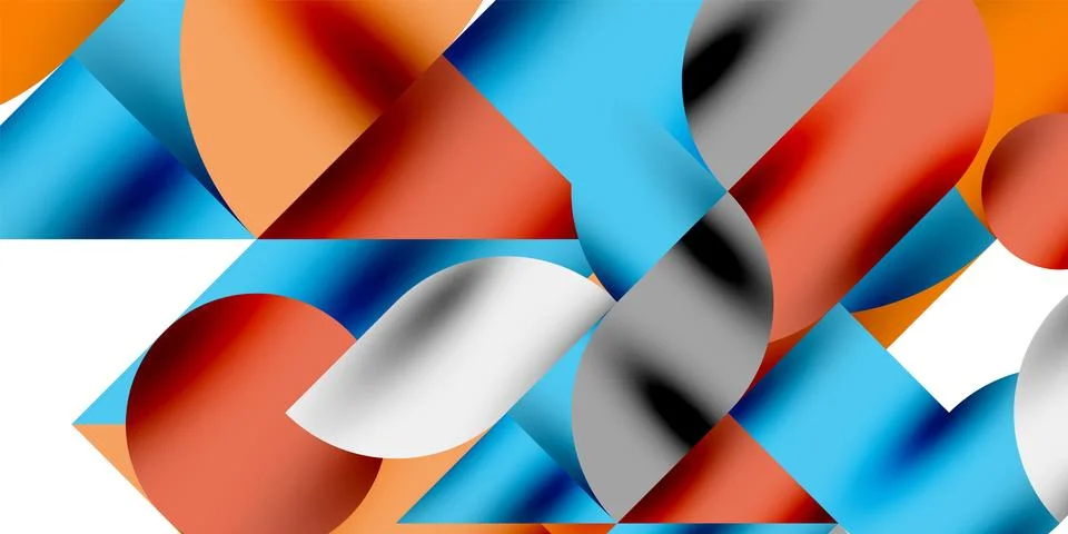 Tech minimal circular shapes geometric art. Vector modern circles 스톡 일러스트