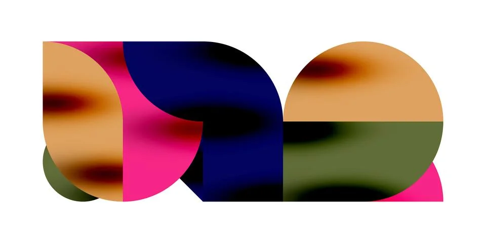 Tech minimal circular shapes geometric art. Vector modern circles Stock Illustration