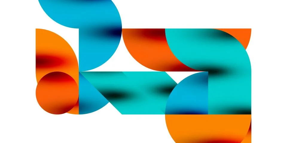 Tech minimal circular shapes geometric art. Vector modern circles 스톡 일러스트