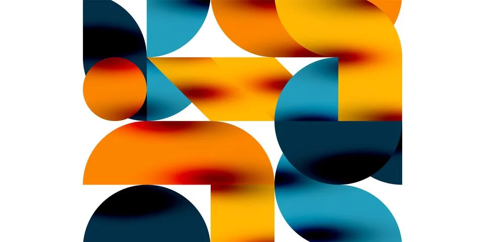Tech minimal circular shapes geometric art. Vector modern circles Illustrazione stock