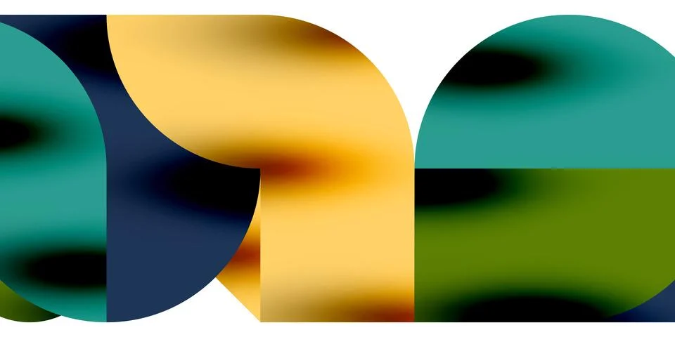 Tech minimal circular shapes geometric art. Vector modern circles Illustrazione stock