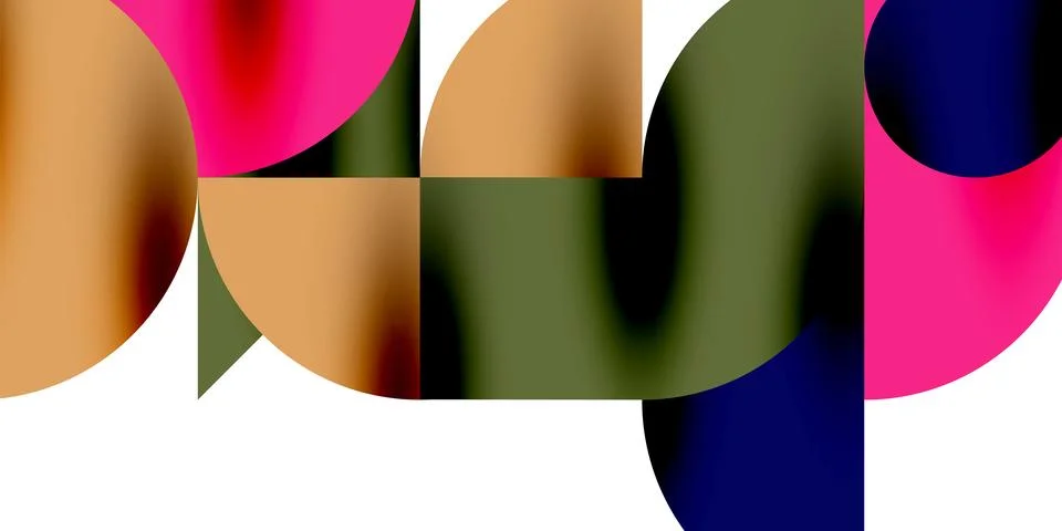 Tech minimal circular shapes geometric art. Vector modern circles Stock Illustration