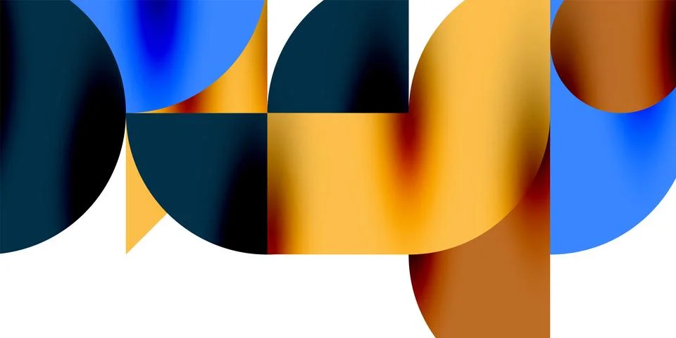 Tech minimal circular shapes geometric art. Vector modern circles Stock Illustration
