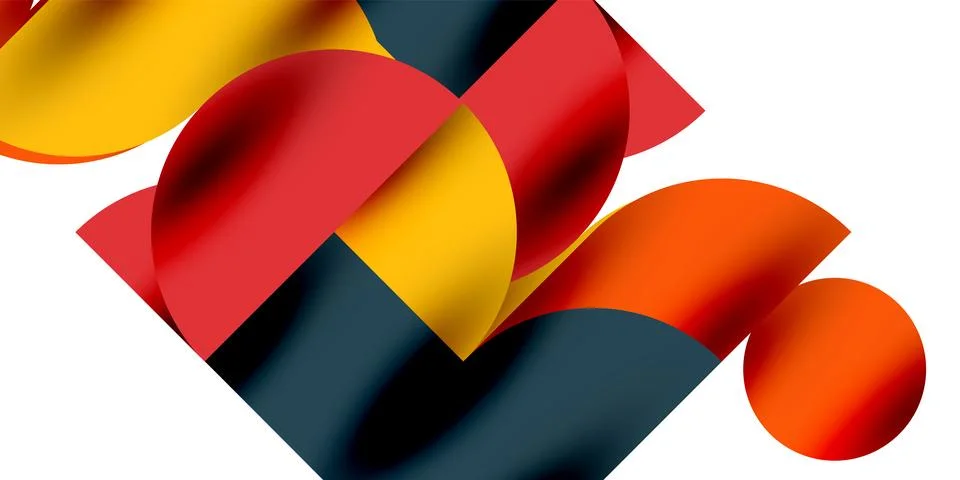 Tech minimal circular shapes geometric art. Vector modern circles Illustrazione stock