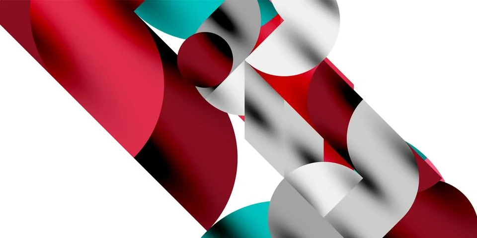 Tech minimal circular shapes geometric art. Vector modern circles 스톡 일러스트