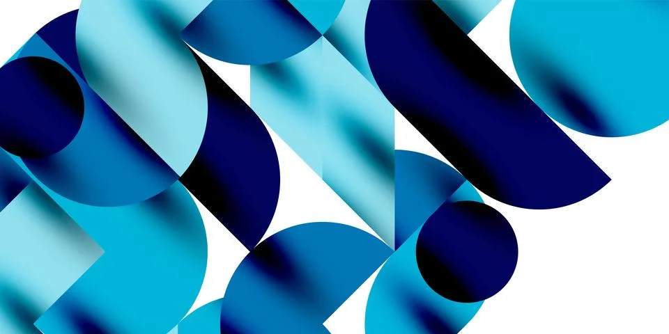 Tech minimal circular shapes geometric art. Vector modern circles Illustrazione stock