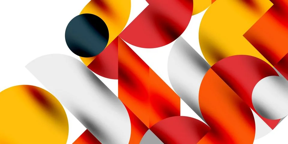 Tech minimal circular shapes geometric art. Vector modern circles Stock Illustration