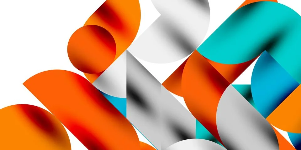 Tech minimal circular shapes geometric art. Vector modern circles 스톡 일러스트