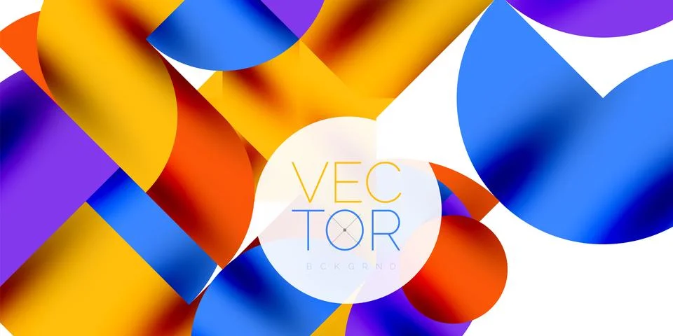 Tech minimal circular shapes geometric art. Vector modern circles Stock Illustration