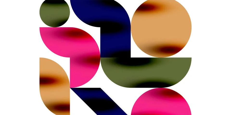 Tech minimal circular shapes geometric art. Vector modern circles Stock Illustration