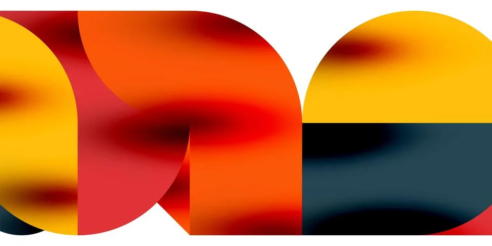 Tech minimal circular shapes geometric art. Vector modern circles Illustrazione stock