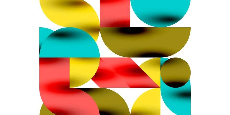 Tech minimal circular shapes geometric art. Vector modern circles Illustrazione stock