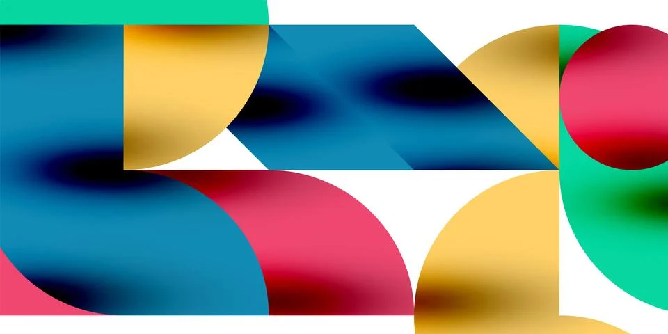 Tech minimal circular shapes geometric art. Vector modern circles Stock Illustration