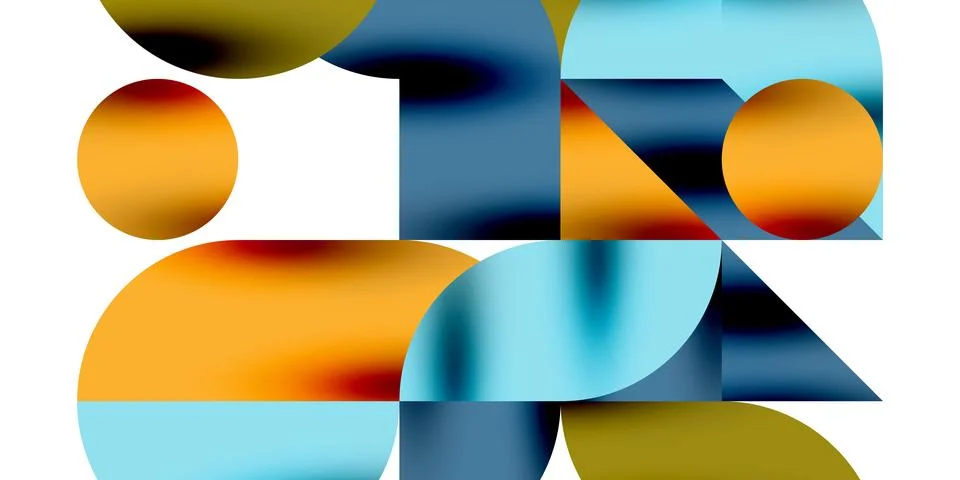 Tech minimal circular shapes geometric art. Vector modern circles Stock Illustration