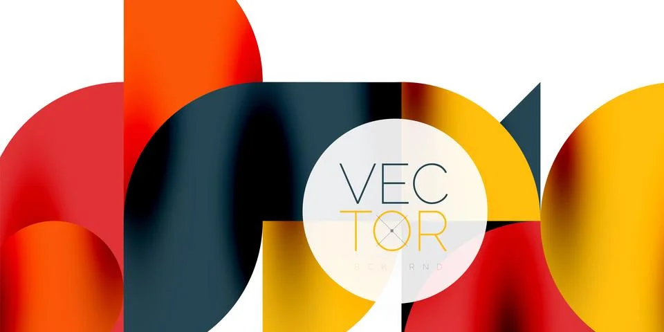 Tech minimal circular shapes geometric art. Vector modern circles Illustrazione stock