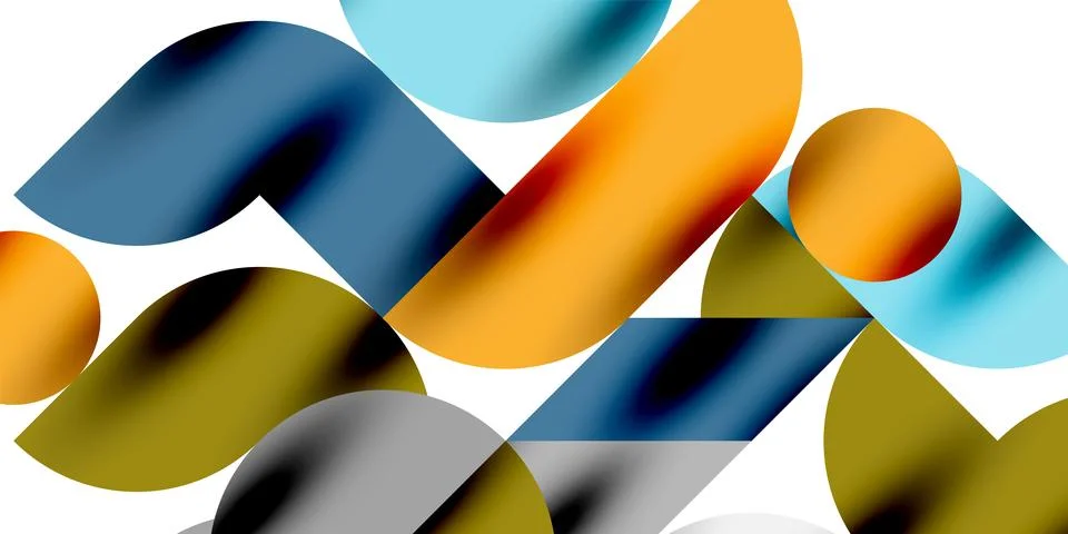 Tech minimal circular shapes geometric art. Vector modern circles Illustrazione stock
