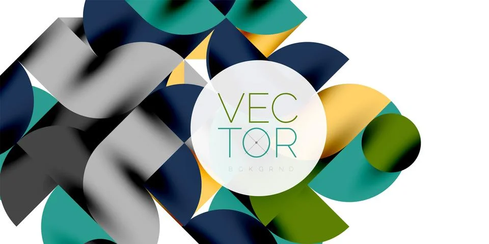 Tech minimal circular shapes geometric art. Vector modern circles Stock Illustration