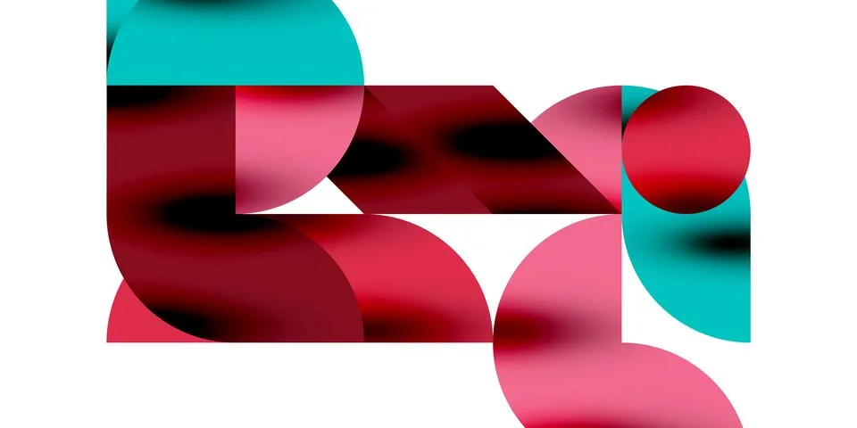 Tech minimal circular shapes geometric art. Vector modern circles Stock Illustration