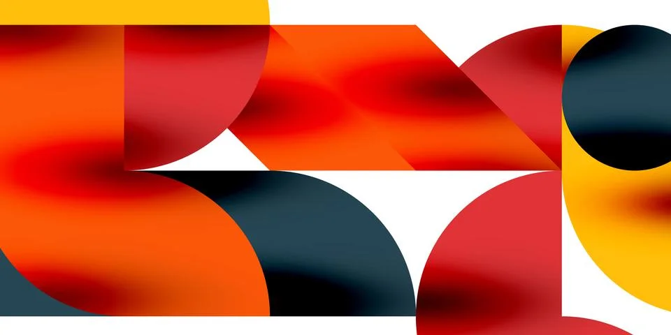 Tech minimal circular shapes geometric art. Vector modern circles Stock Illustration
