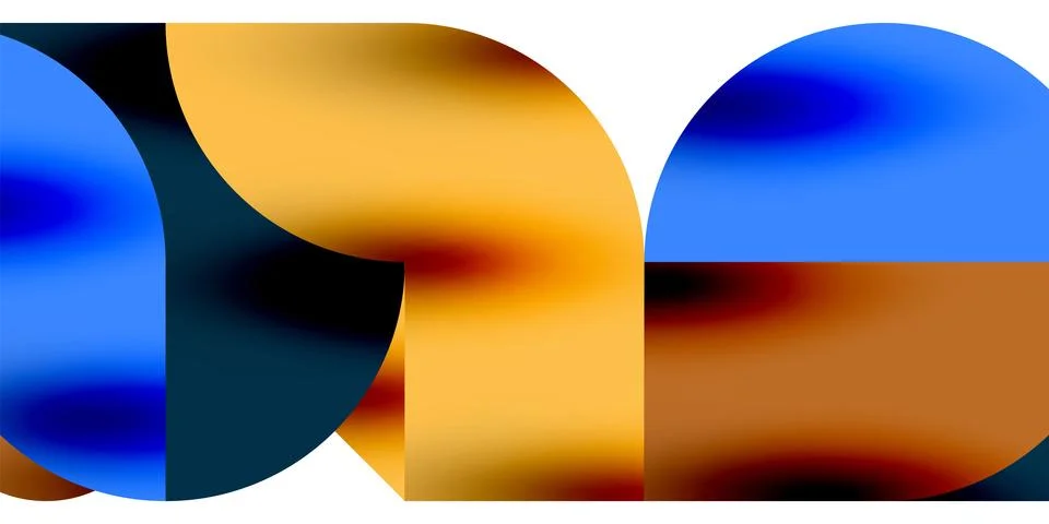 Tech minimal circular shapes geometric art. Vector modern circles Illustrazione stock