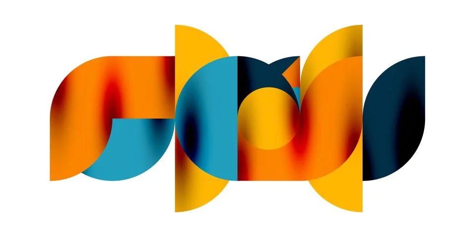 Tech minimal circular shapes geometric art. Vector modern circles Illustrazione stock