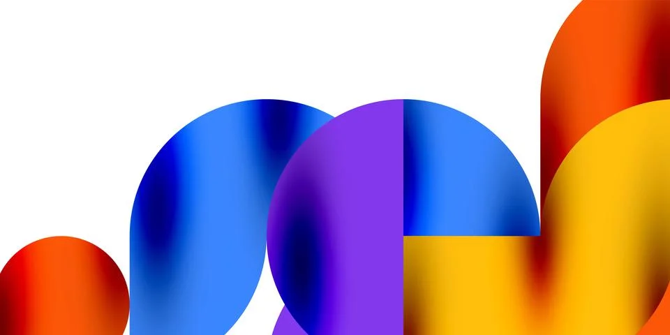 Tech minimal circular shapes geometric art. Vector modern circles Illustrazione stock