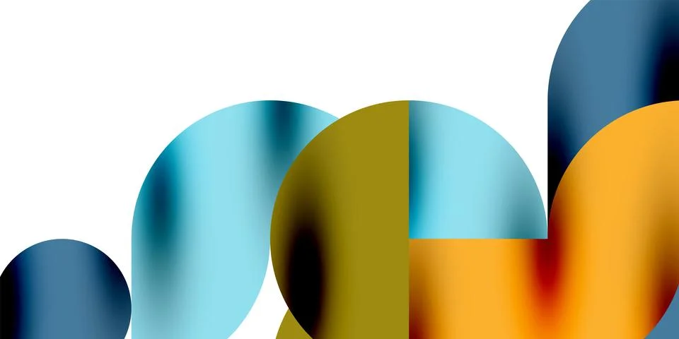 Tech minimal circular shapes geometric art. Vector modern circles Stock Illustration