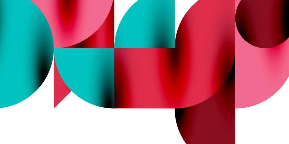 Tech minimal circular shapes geometric art. Vector modern circles Illustrazione stock